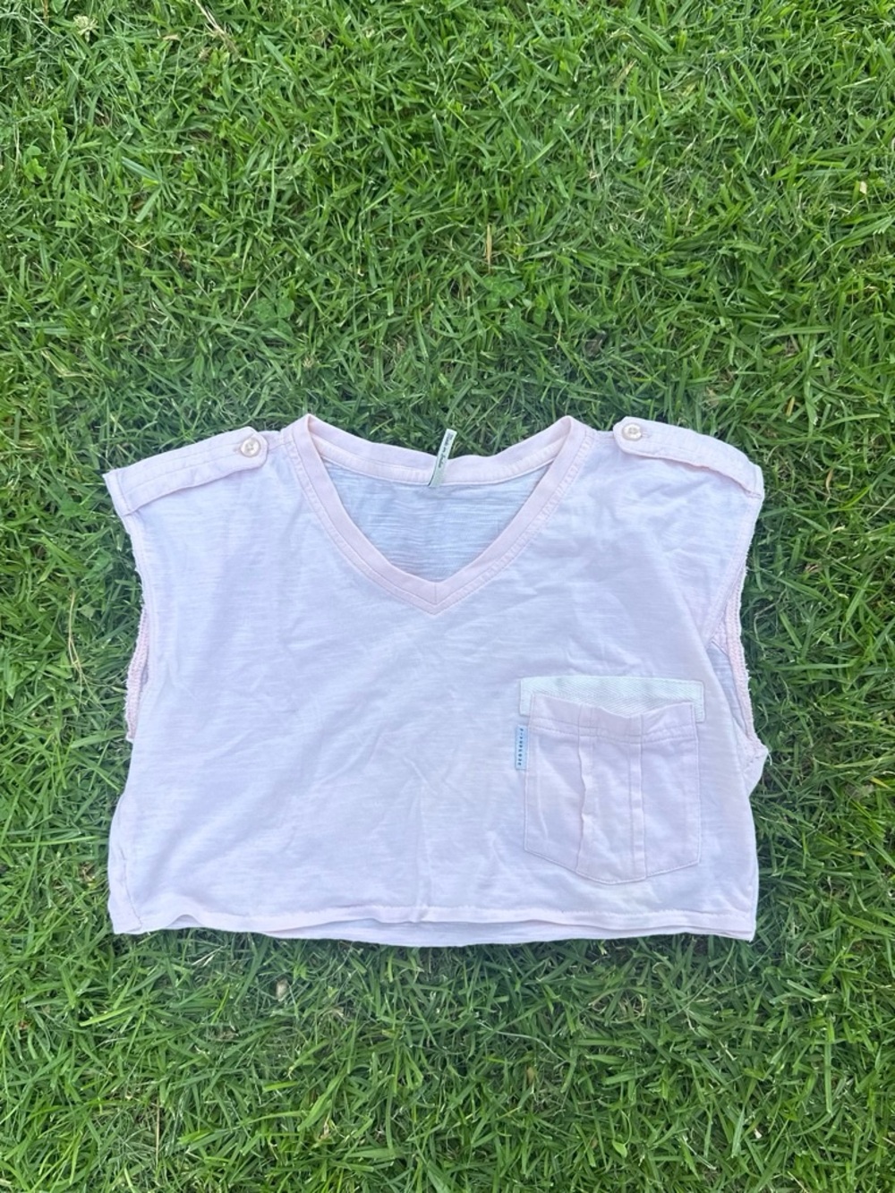 Five Four Pale Pink V-Neck Girls' Tank with Pocket